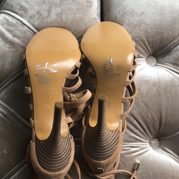 Coach Suede Lace up Stiletto Sandals - Picture 3 of 5